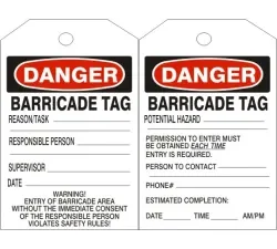 Danger barricade tags - TB-182
