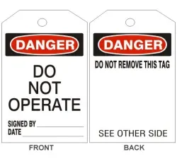Danger do not operate tags - back 1 - LT-108-1