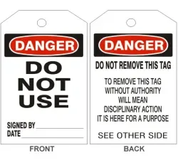 Danger do not use tags - back 2 - VT-113-2