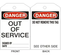 Danger out of service tags - back 1 - VT-121-1