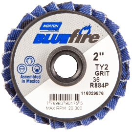 2 in. bluefire plastic flat mini flap disc type ii t27 p36 grit r884p1 za - 77696090175