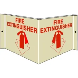Fire extinguisher with arrow pointing down - projecting wall sign - PWSGL-12