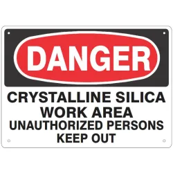 Crystalline silica work area unauthorized persons keep out - silica danger sign - D-RSW33
