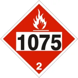 1075 butane lpg liquified petroleum gas propane - class 2 dot placard - DOT-10754
