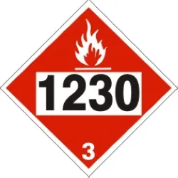 1230 methanol - class 3 placard - DOT-12309