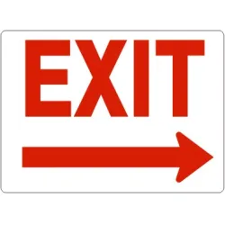 Exit sign with right arrow- red on white - G-168933