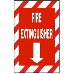 Fire extinguisher with down arrow with red & wht stripe border - G-262933