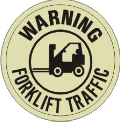 Warning forklift traffic with forklift picto floor decal glow - FDGL-21