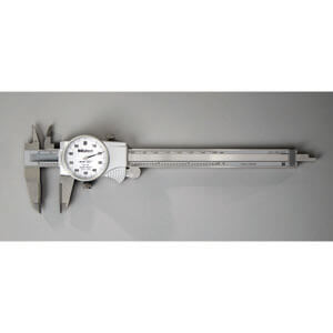 Mitutoyo 505-738 dial caliper, .1 in/revolution, carbide od and id jaws - 505-738