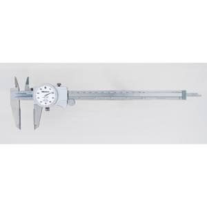 Mitutoyo 505-739 dial caliper, .1 in/revolution, white face, carbide od/id jaws - 505-739