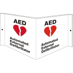 Aed red heart with flash - projecting wall sign - PWS-100