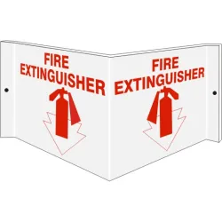 Fire extinguisher with arrow pointing down - projecting wall sign - PWS-12