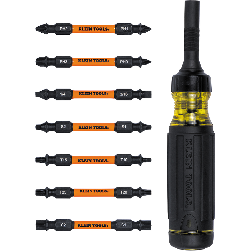 15-in-1 Ratcheting Impact-Rated Multi-Bit Torsion Zone Screwdriver - KLE 32315HD