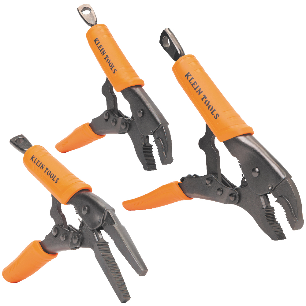 Locking Pliers, Long Nose 6-Inch, Curved Jaw 7- and 10-Inch, 3-Piece - KLE 38665
