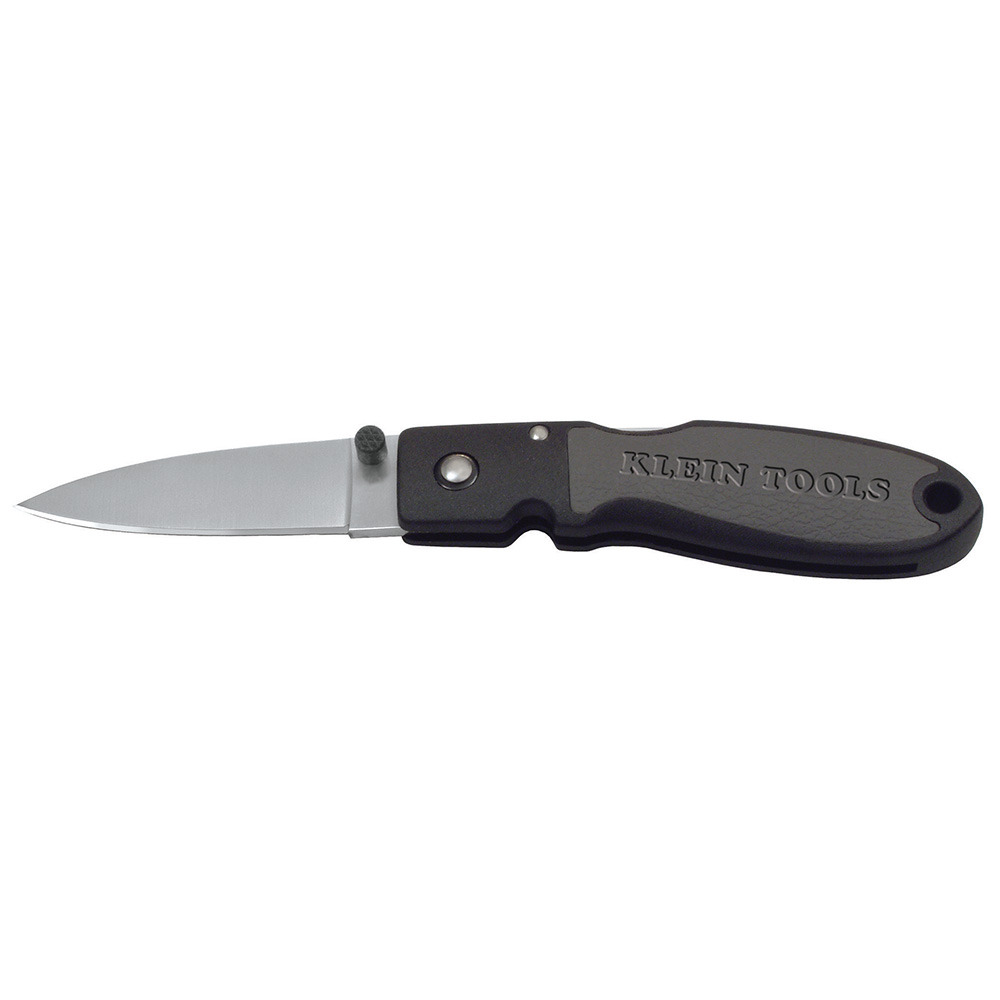 Lightweight Lockback Knife, 2-3/8-Inch Drop Point Blade, Black Handle - KLE 44002