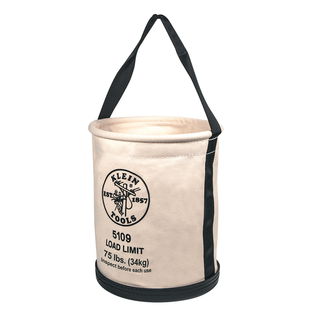 Canvas Bucket, Wide-Opening, Straight-Wall, Molded Bottom, 12-Inch - KLE 5109