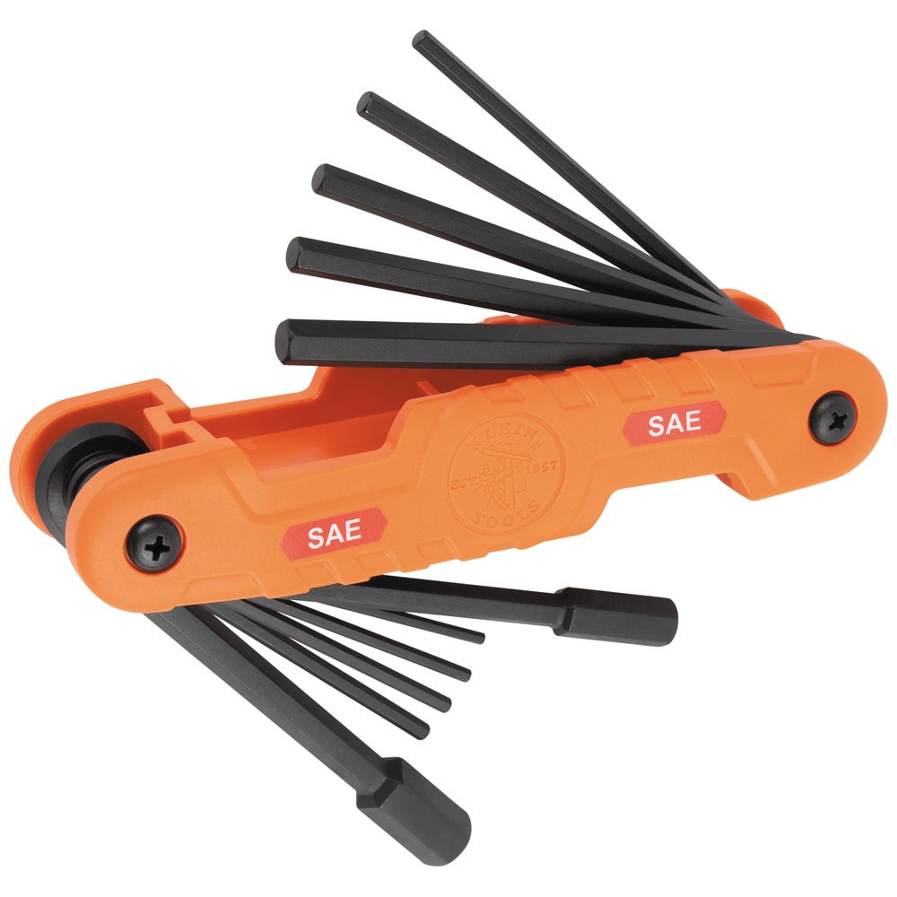 Pro Folding Hex Key Set, 11-Key, SAE Sizes - KLE 70550
