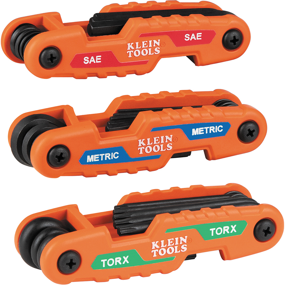 Pro Folding Hex Key Set, 31-Key, SAE, Metric, TORX® Sizes, 3-Piece - KLE 70553