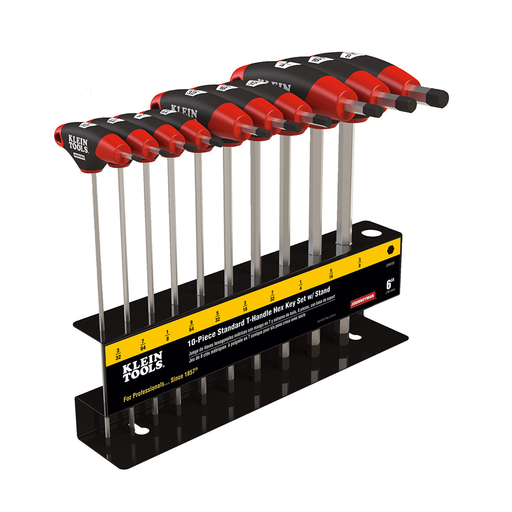 Hex Key Set, SAE T-Handle, 6-Inch, with Stand, 10-Piece - KLE JTH610E