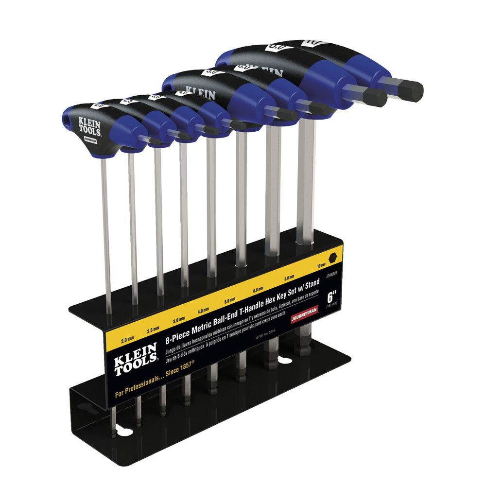 Hex Kit Set, Metric, Ball End T-Handle, 6-Inch with Stand, 8-Piece - KLE JTH68MB