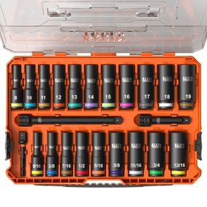 KNECT™ Deep-Well 3/8-Inch Drive Socket Set, SAE and Metric, 23-Piece - KLE 65121IMPCT