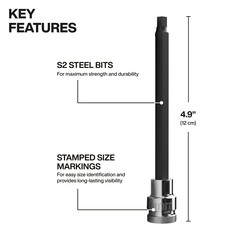 Long Hex Bit Socket Set, SAE and Metric, 16-Piece - KLE 652216HEXL - Image 3