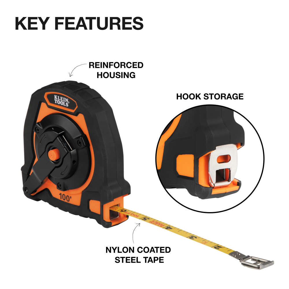 Closed Reel Long Tape Measure, 100-Foot - KLE 94100CR - Image 2